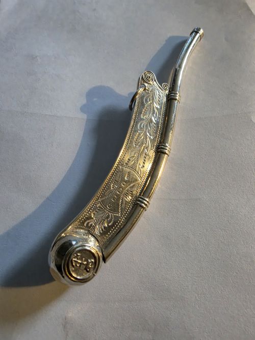 Rare Victorian Military Sterling Silver Boatswain's Whistle 1872 Navy Antique