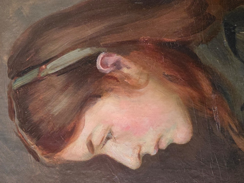 Edwardian Portrait of a Lady Oil on Board England c.1910 View IV