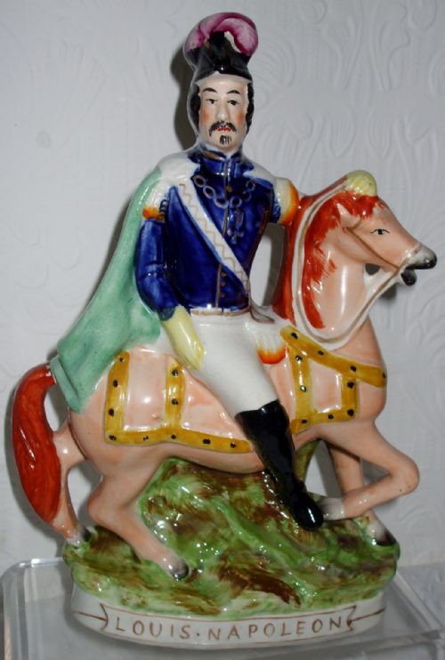 Antique English Victorian Staffordshire Pottery Royal Portrait Figure ~ "Louis Napoleon" ~ H737