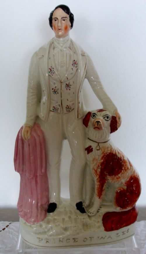 Antique English Victorian Staffordshire Pottery Royal Portrait Figure ~ "Prince of Wales" ~ H631
