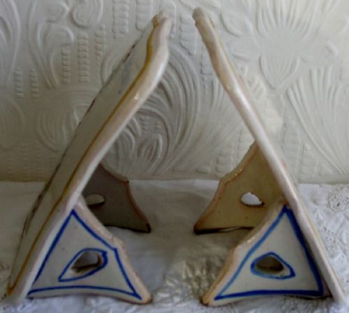 fig 2. Pair of Antique HR Quimper French Faience Menu Holders