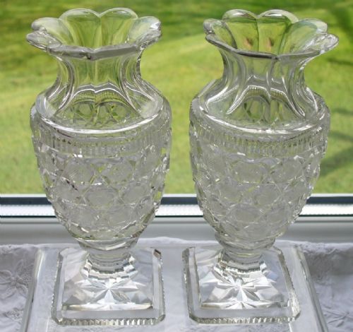 fig 1. Pair of Antique English Georgian Cut Glass Vases