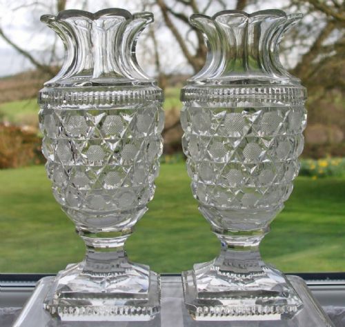 fig 2. Pair of Antique English Georgian Cut Glass Vases
