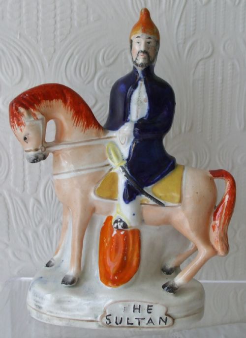 Antique English Victorian Staffordshire Pottery Figure ~ "The Sultan" ~ Pugh 167{A} ~ H 04