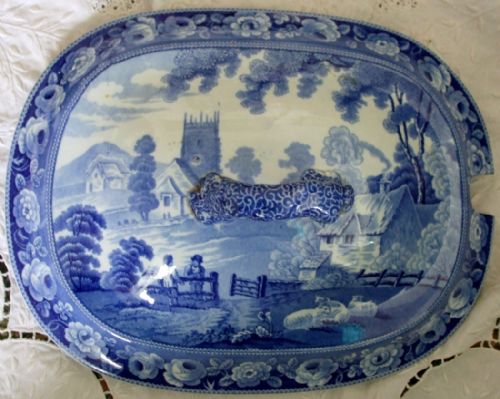 fig 1. Antique English Georgian Blue and White Transfer 