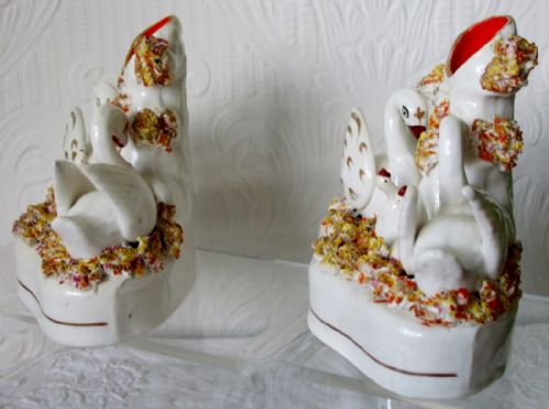 fig 1. Pair of Antique English Victorian Staffordshire Pottery