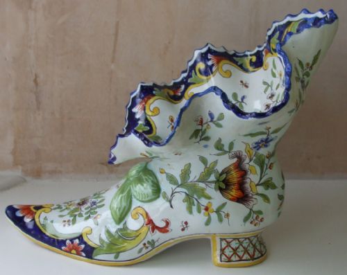 Antique Desvres French Faience Boot