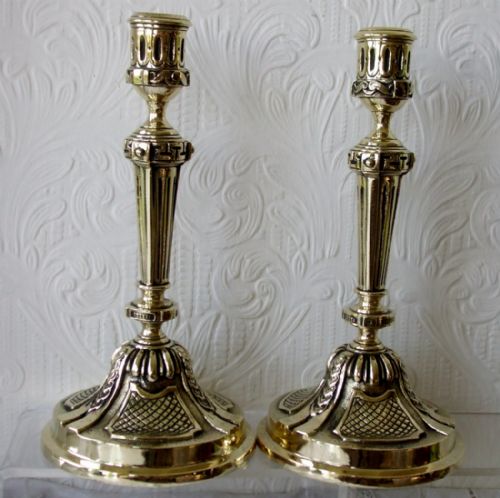 Pair of Antique French Second Empire Brass Candlesticks