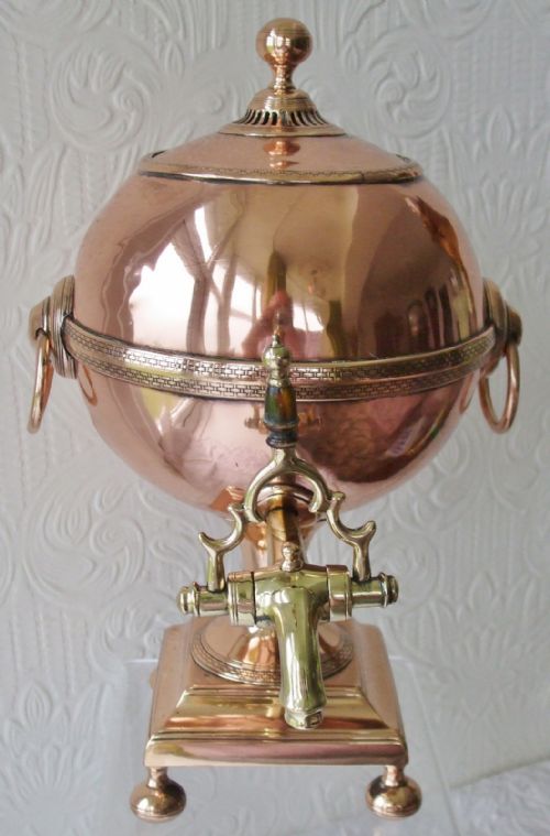 Antique English Georgian Copper Globe Samovar