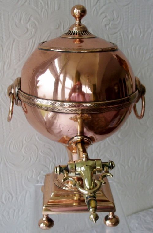 fig 1. Antique English Georgian Copper Globe Samovar