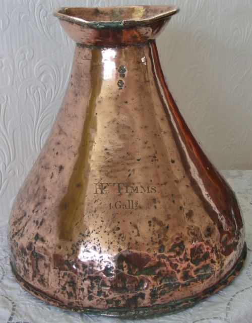 fig 1. Antique English Georgian 4 Gallon Copper Measure ~ Hy. Timms of Liverpool