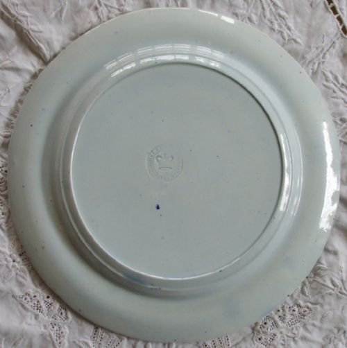 fig 1. Antique English Georgian Blue and White Transfer Pottery Plate ~