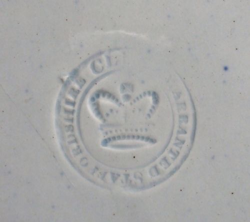 fig 2. Antique English Georgian Blue and White Transfer Pottery Plate ~