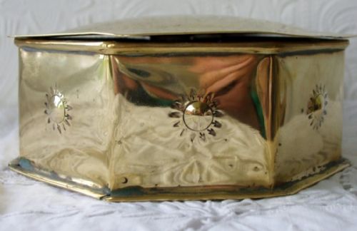 fig 2. Antique Dutch or English Georgian Octagonal Brass Tobacco or Table Snuff Box