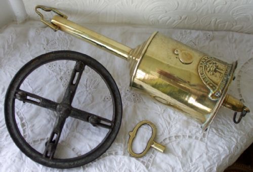 Antique English Georgian Brass "Bottle" Spit Jack ~ John Linwood of Birmingham