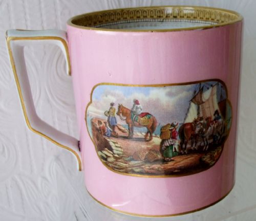 fig 2. Antique English Victorian Pratt-ware One Litre Pottery Mug