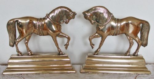 Pair of Antique English Georgian Brass Chimney Horses
