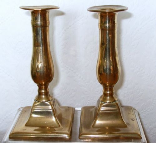 Pair of Antique English Georgian Brass Candlesticks