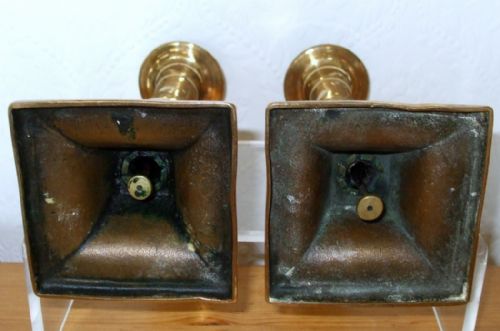 fig 1. Pair of Antique English Georgian Brass Candlesticks