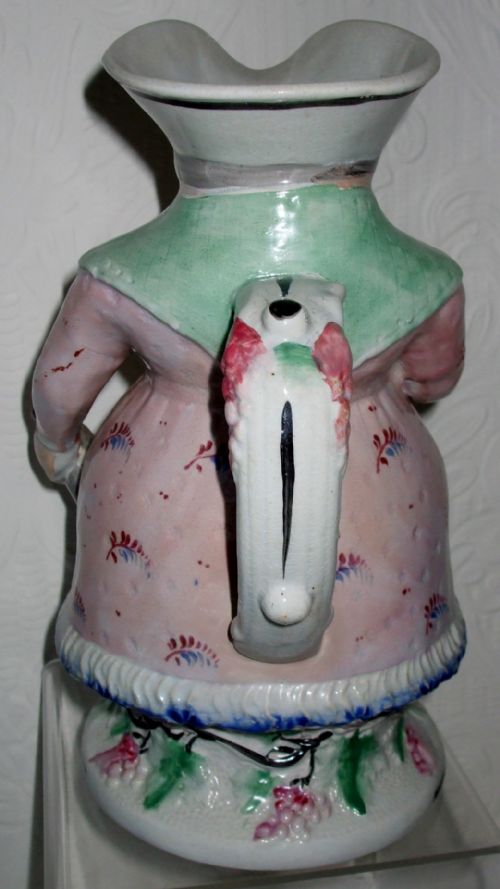 fig 2. Antique English Victorian Staffordshire Pottery Female Quart Toby Jug