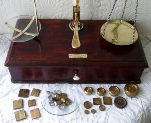 fig 1. Set of Antique English Victorian Apothecary Scales ~ May, Roberts & Co. ~ London