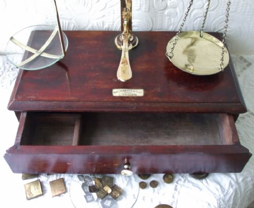 fig 2. Set of Antique English Victorian Apothecary Scales ~ May, Roberts & Co. ~ London