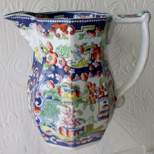 Antique English Georgian "Opaque China" Mask Spout Jug ~ Mayer & Newbold ~ Lane End ~ Staffordshire