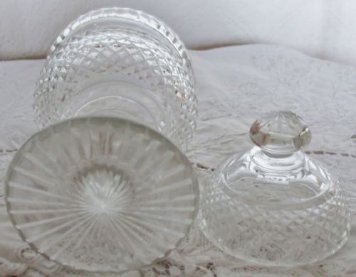 fig 2. Pair of Antique English  or Irish Victorian Cut Glass Sweetmeat Dishes and Covers