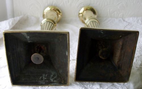 fig 1. Pair of Antique English Georgian Brass Candlesticks