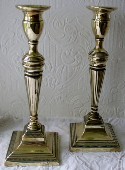 fig 2. Pair of Antique English Georgian Brass Candlesticks