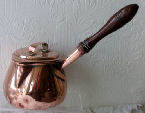 Antique English Georgian Copper Brandy Warming Pan and Cover