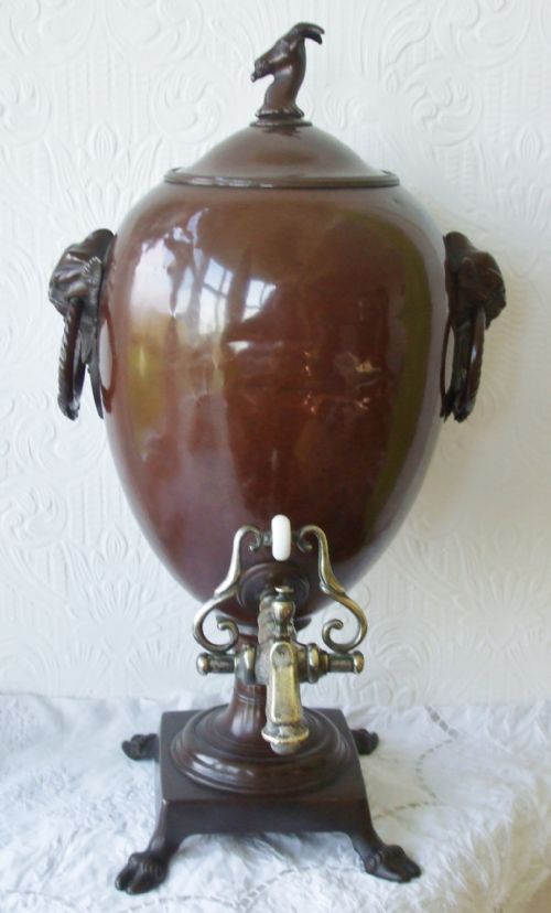 Antique Welsh Victorian "Pontypool" Ware Japanned Tea-urn / Samovar ~ John S. Pyrke and Sons