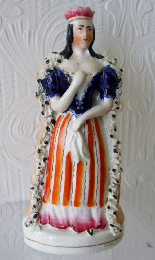 Antique English Victorian Staffordshire Pottery Portrait Figure "Sarah Siddons as Lady Macbeth" ~ P E18 ~ H 1056a