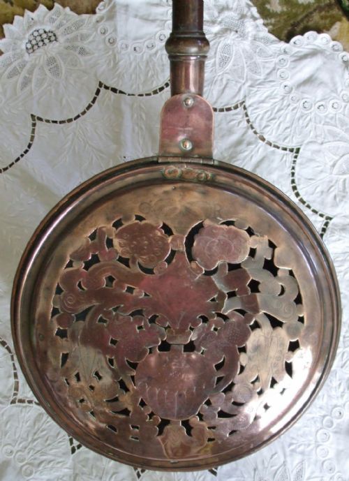 fig 1. Antique English Georgian Copper Warming Pan