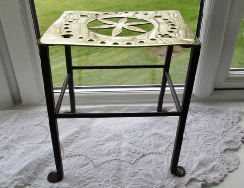 Antique English Victorian Brass Trivet / Kettle Stand