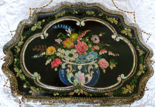 Antique English Victorian Papier-mâché Ladies Writing Slope / Casket