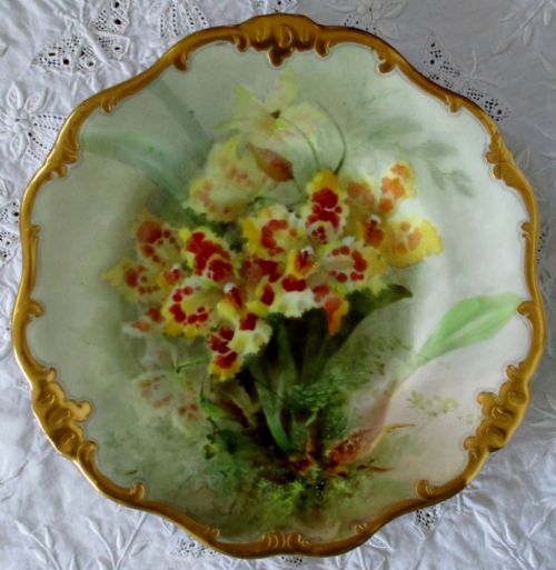 Antique English Royal Doulton Porcelain Cabinet Plate ~ "Orchids" ~ David Dewsberry 

