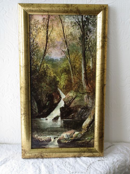 Antique English Victorian Copeland Ceramic Plaque "Aira Force ~ Ullswater" ~  Decorated and Signed by William Yale of Stoke
