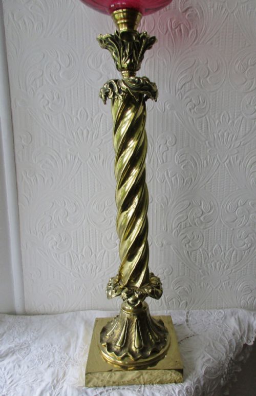 fig 2. Antique English Victorian Brass Banqueting Oil Lamp