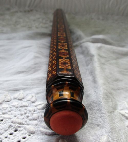 fig 1. Antique English Victorian Tunbridge Ware Desk Accessory
