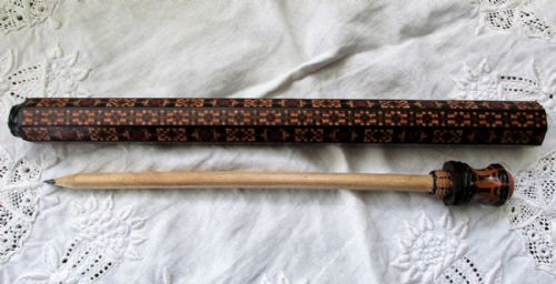 fig 2. Antique English Victorian Tunbridge Ware Desk Accessory