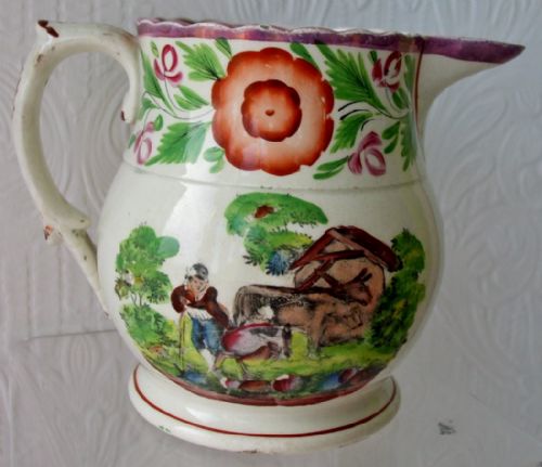 Antique English Georgian Pearlware Jug / Pitcher