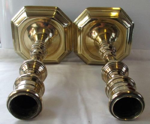 fig 1. Pair of Antique English Georgian Brass Candlesticks