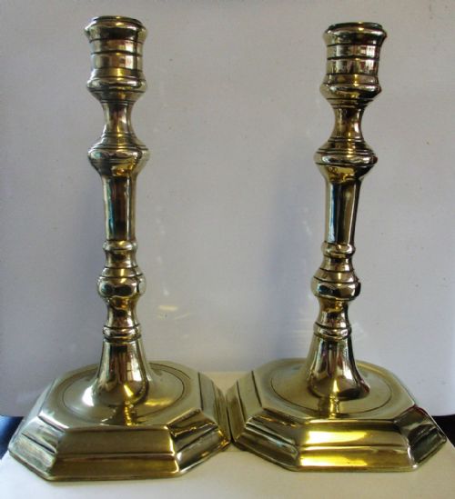 fig 2. Pair of Antique English Georgian Brass Candlesticks
