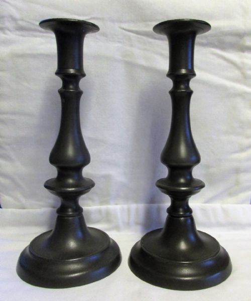 Pair of Antique English Georgian Pewter Candlesticks