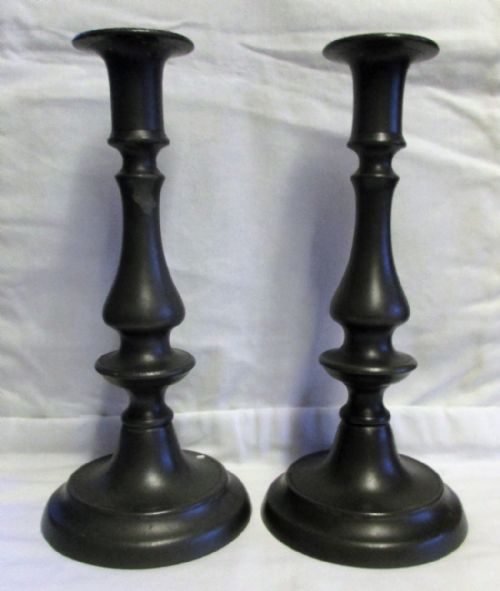 fig 2. Pair of Antique English Georgian Pewter Candlesticks