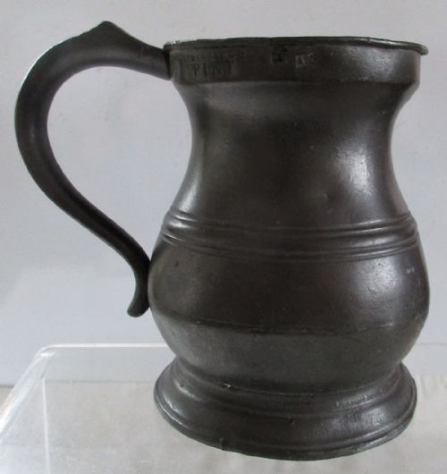 fig 2. Antique English Georgian Pewter Pint Baluster Measure ~ Yates & Birch ~ Cotterell O.P. 5347