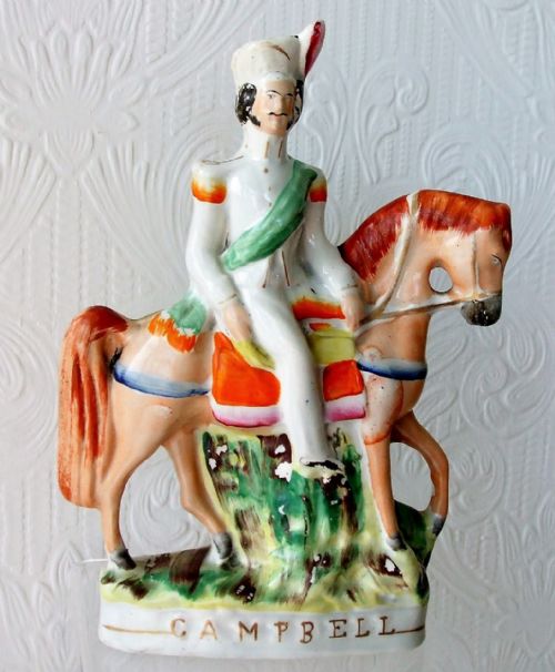 Antique English Victorian Staffordshire Pottery Portrait Figure "Sir Colin Campbell" ~ P C271 ~ H 97p