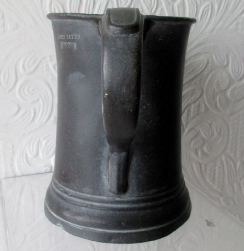 fig 1. Antique English Georgian Pewter Pint Concave Mug ~ James Yates ~ Cotterell O.P. 5338