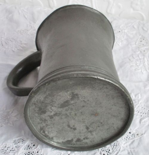 ANTIQUE ENGLISH GEORGIAN PEWTER PINT CONCAVE MUG YATES BIRCH COTTERELL OP 5347 - ADDITIONAL PHOTO 4